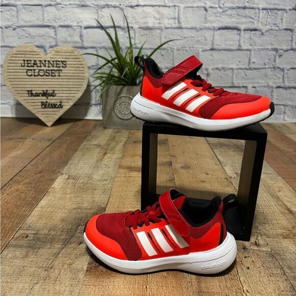 Kid's Unisex adidas Fortarun 2.0 Cloudfoam Elastic Lace-Up Shoes Red HP5445 - Picture 8 of 12